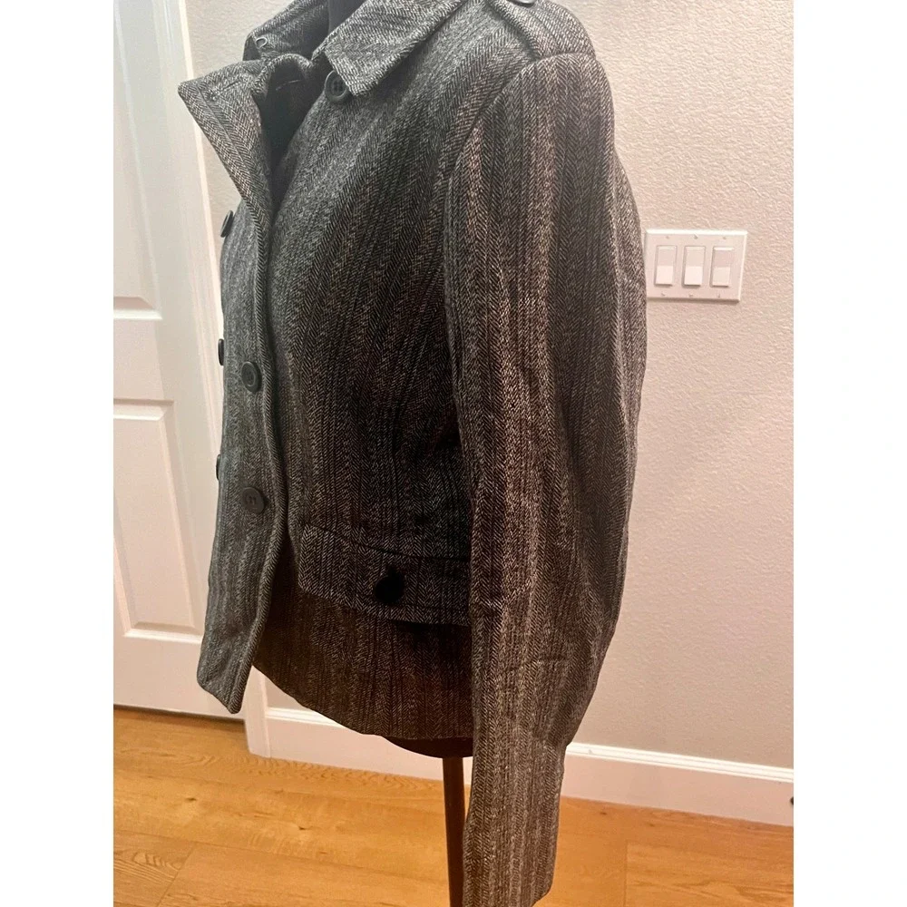 J Crew Wool Tweed Blazer Jacket Womens 8 Gray Excellent Herringbone Peacoat